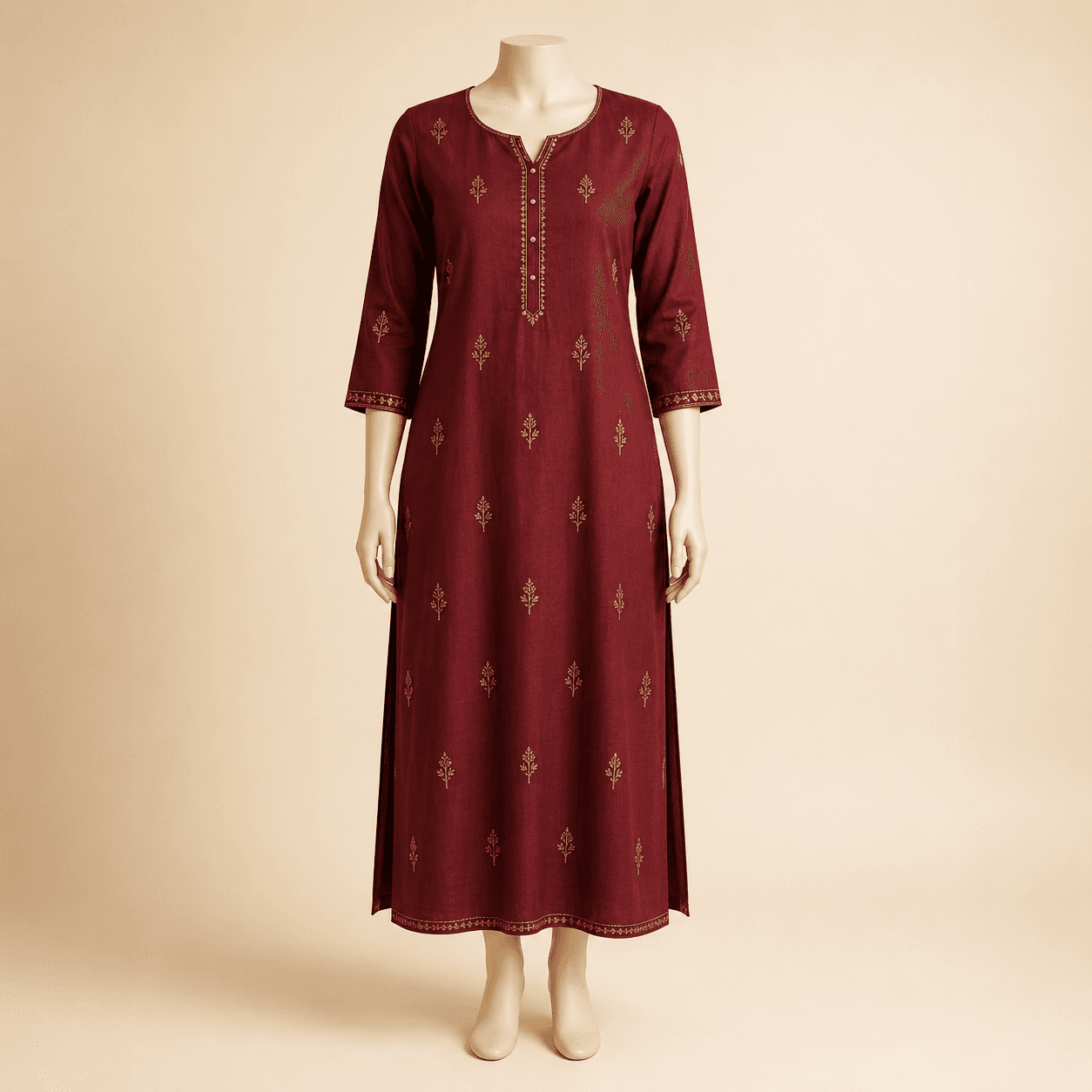 Elegant Maroon Embroidered Kurti